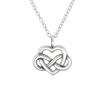 Silver Celtic Heart Knot Necklace