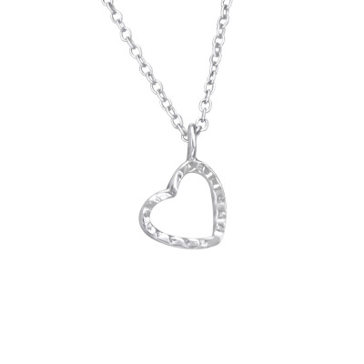 Silver Outlined Heart Necklace