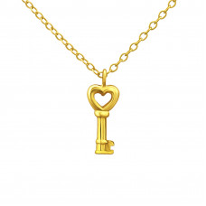 Silver Key Heart Necklace