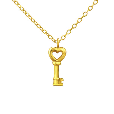 Silver Key Heart Necklace