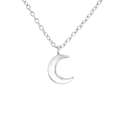 Silver Crescent Moon Necklace