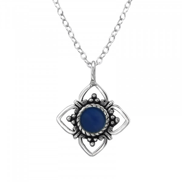 ■ENGBROX■ silver925 flory cubic necklace EBNL23024 PRIMROSE Sterling Silver Pave Cubic Zirconia Flower Pendant