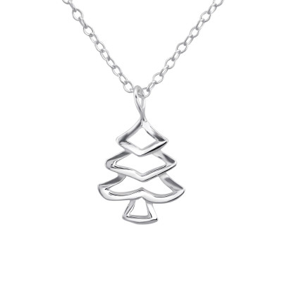 Silver Christmas Tree Necklace