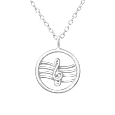 Music Note Sterling Silver Necklace