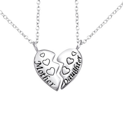 Mother and Daughter Sterling Silver Necklace