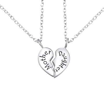 Silver Mother and Daughter Necklace