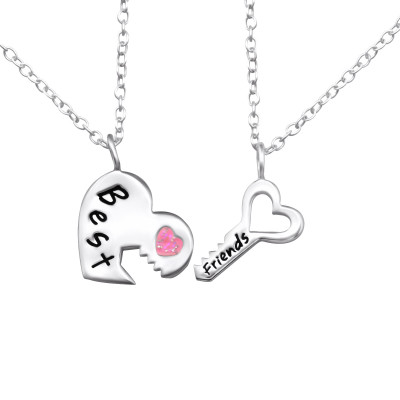 Best Friends Sterling Silver Necklace with Epoxy