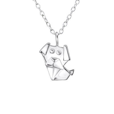 Silver Origami Dog Necklace