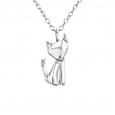 Origami Dog Sterling Silver Necklace