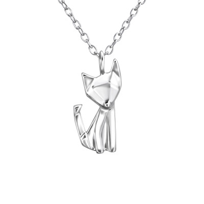 Origami Dog Sterling Silver Necklace