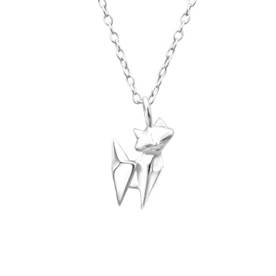 Silver Origami Cat Necklace