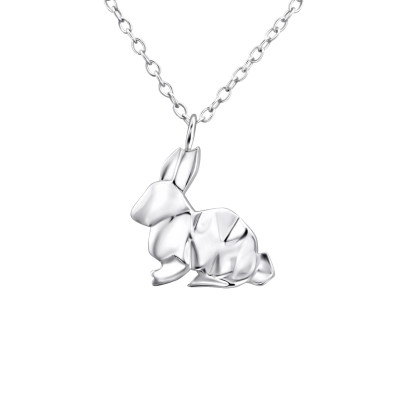 Silver Origami Rabbit Necklace