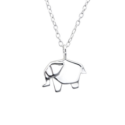 Silver Origami Elephant Necklace