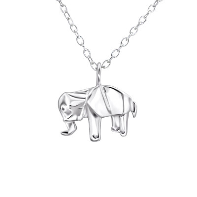 Silver Origami Elephant Necklace