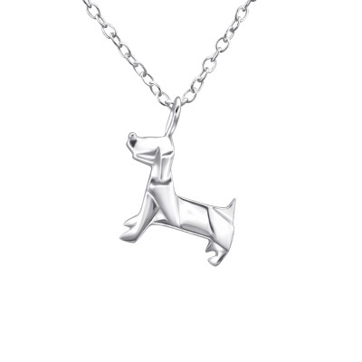 Silver Origami Dog Necklace