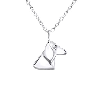 Silver Origami Dog Necklace