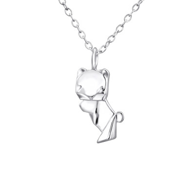 Silver Origami Bear Necklace