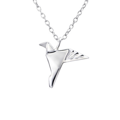 Silver Origami Bird Necklace