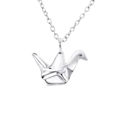 Silver Origami Swan Necklace