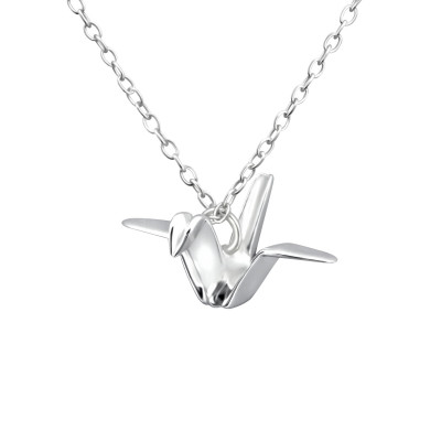 Silver 3D Origami Swan Necklace