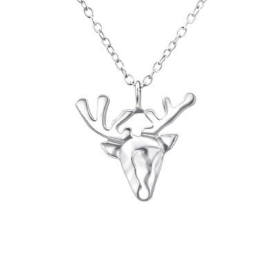 Silver Origami Deer Necklace