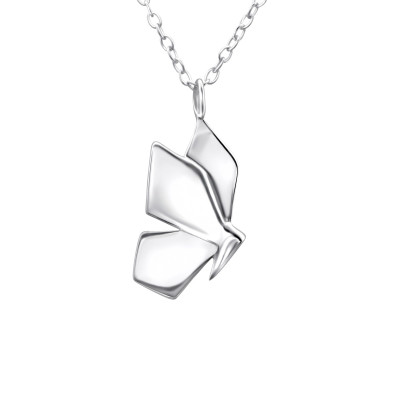 Silver Origami Butterfly Necklace