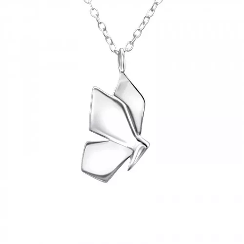 Sterling Silver Origami Butterfly Necklace