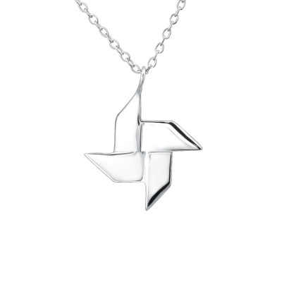 Silver Origami Windmill Necklace