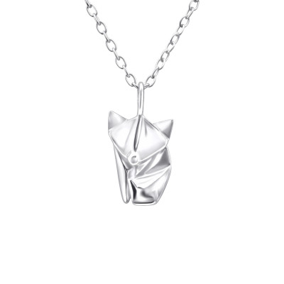 Silver Origami Fox Necklace