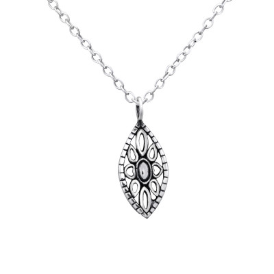 Silver Antique Marquise Necklace