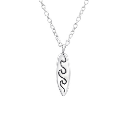 Silver Surfboard Necklace