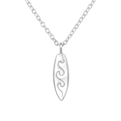 Silver Surfboard Necklace