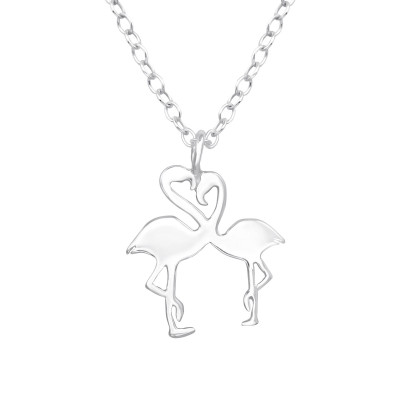 Silver Flamingo Couple Necklace