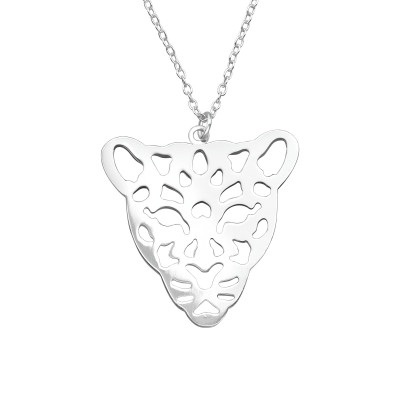 Silver Laser Cut Leopard Necklace