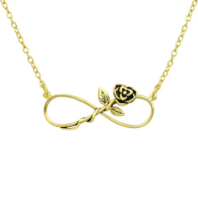 Silver Infinity Rose Flower Necklace