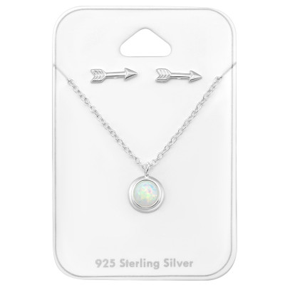 Arrow Sterling Silver Set and Jewelry on Card with Opal