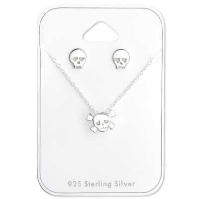 Skull Sterling Silver Set and Jewelry on Card