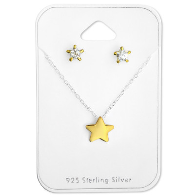 Silver Star Set with Cubic Zirconia on Card