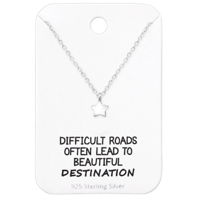 Silver Star Necklace on Motivational Quote Card