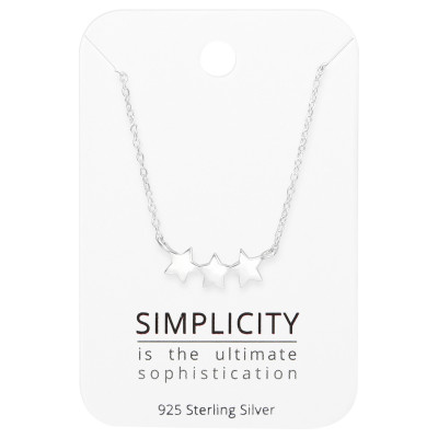 Silver Triple Star Necklace on Simplicity Card