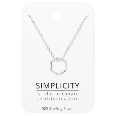 Silver Hexagon Necklace On Simplicity Card