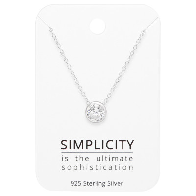 Silver Round 6mm Necklace with Cubic Zirconia on Simplicity Card