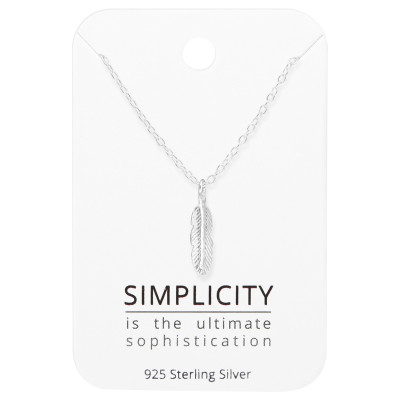 Silver Feather Necklace on Simplicity Card