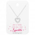 Silver Heart Necklace with Cubic Zirconia on Motivational Quote Card