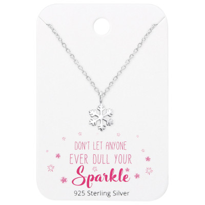 Silver Snowflake Necklaces on Motivational Quote Card