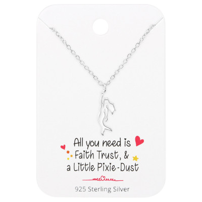 Silver Mermaid Necklace On Motivational Quote Card