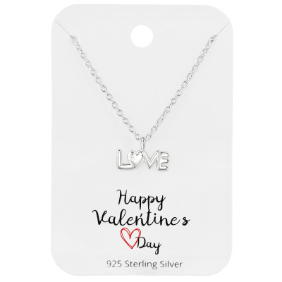 Silver LOVE Necklaces on Happy Valentines Day Card