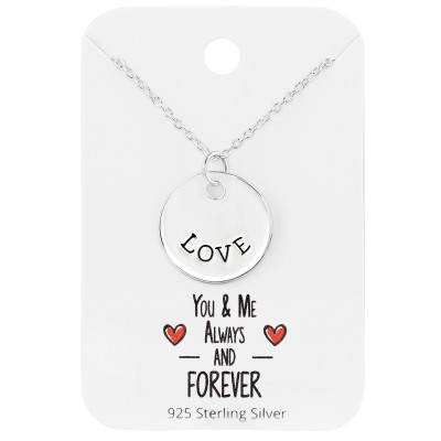 Silver LOVE Tag Necklace on You & Me Forever Card