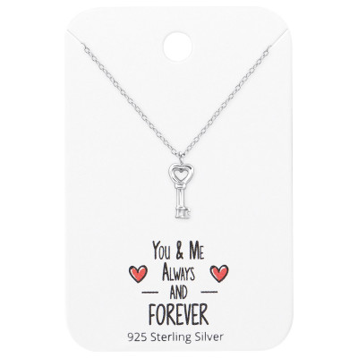 Silver Key Necklaces on You & Me Forever On Card