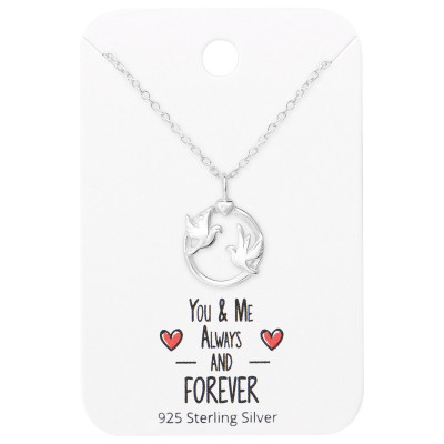 Silver Love Birds Necklace on You & Me Forever Card